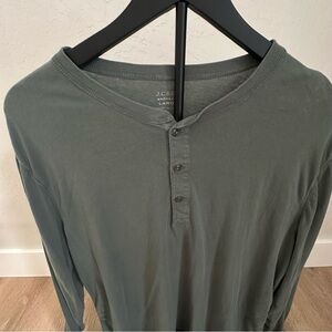 J. Crew Long Sleeve Henley Shirt - Olive Green